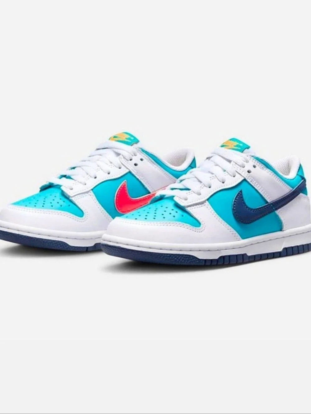 Nike Dunk Low Retro Dusty Shoes Kids Size 5Y White Teal Sneakers
